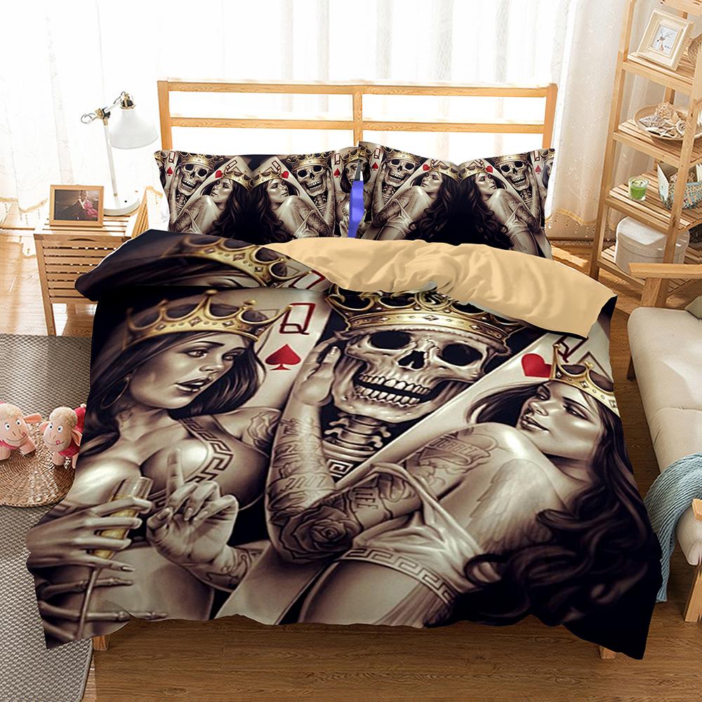 Skull Bedding Set King and Queen Gothic Bedroom Skull Decoration