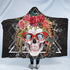 Skull Hooded Blanket  - Skull With Glass Floral