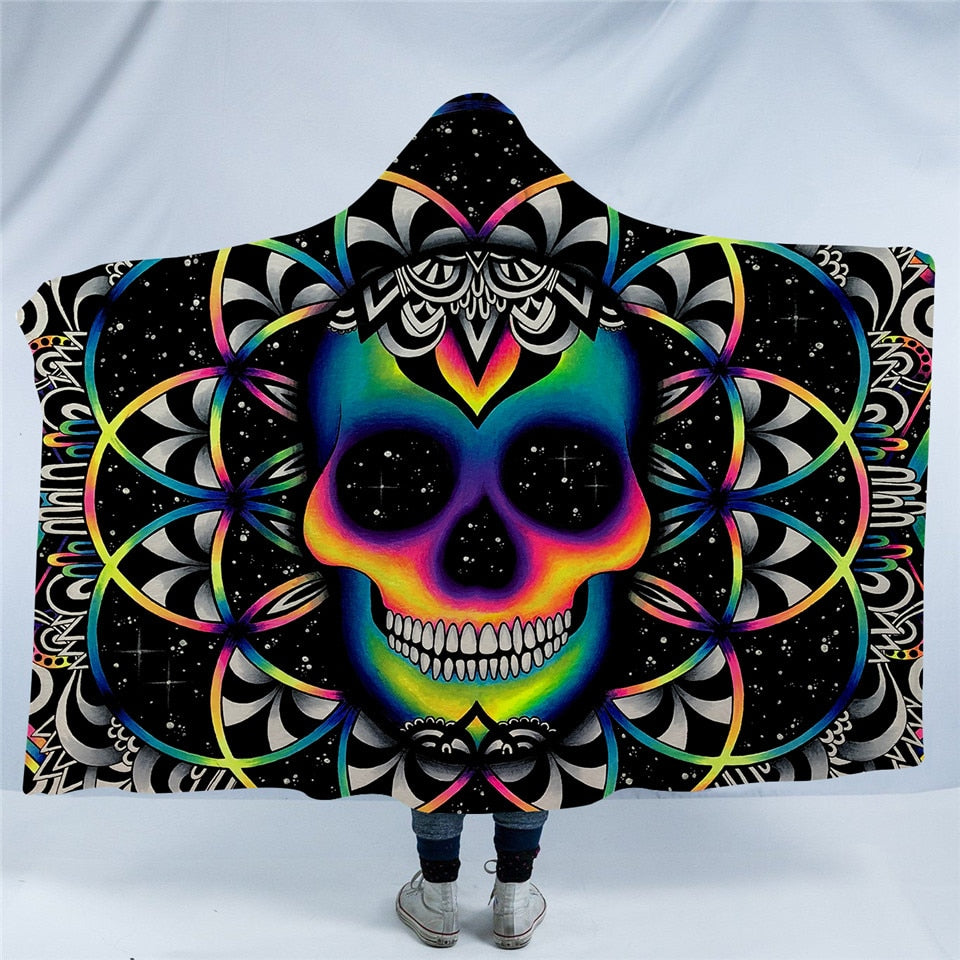 Skull Hooded Blanket - Gothic Colored Skull