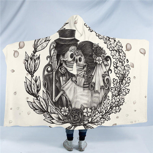 Skull Hooded Blanket - Forever Love Skull Couple